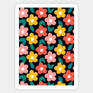 Ditsy Floral Black Sticker